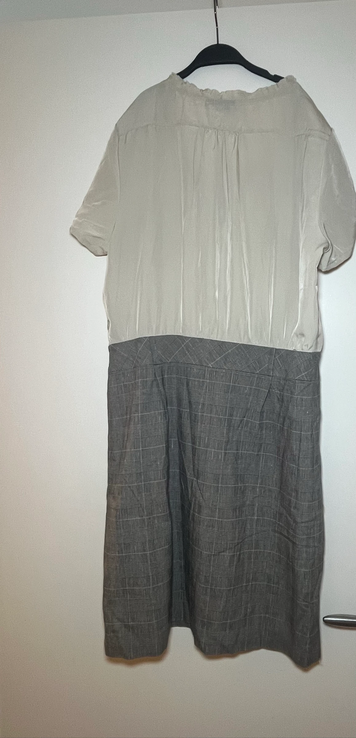 Mexx tweemateriaal jurk beige en grijs geruit maat 46 – photo 4